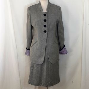 Vintage Christian Dior black and white Chevron skirt set size 10